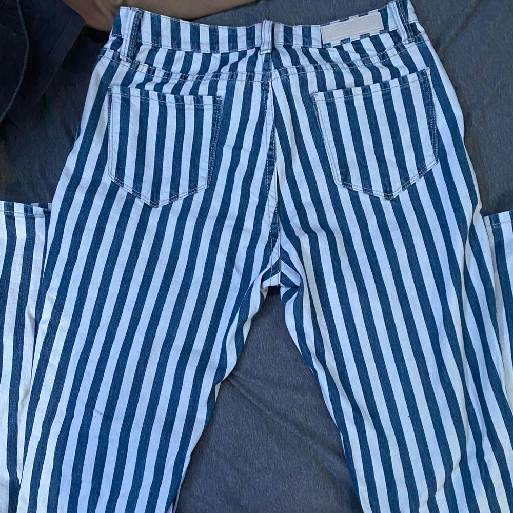 Rock and roll denim striped jeans, only work once, very flattering good quality